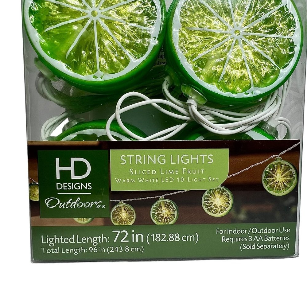 STRING LIGHTS SLICED LIME FRUIT WARM WHITE LED 10-LIGHT SET